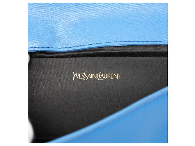 Clutch Chyc Ligne in pelle texturizzata blu Saint Laurent - vista 5
