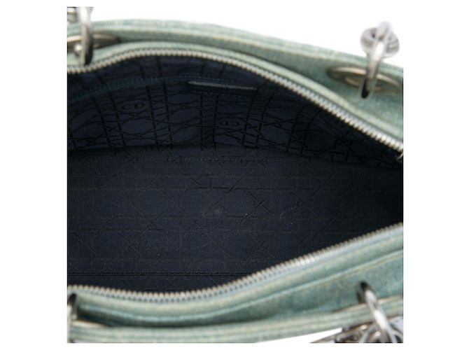 Dior Blu Grande Borsa in Denim Cannage con Manici in Acrilico Lady Dior Blu chiaro - vista 4
