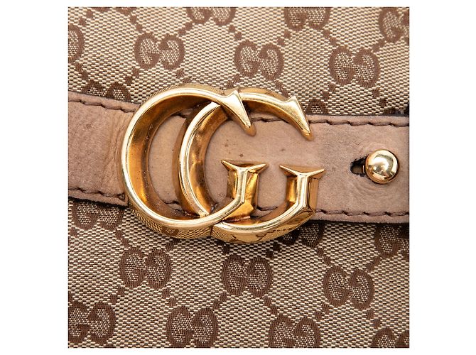 Borsa Satchel Gucci Beige Medium GG Canvas - vista 5