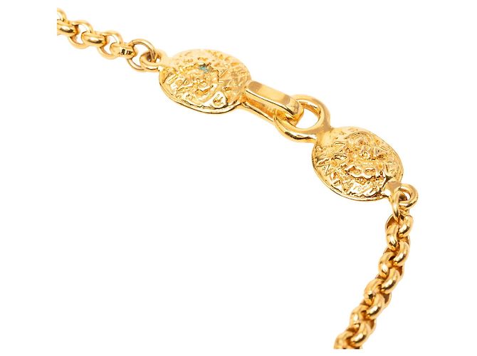 Collana con pendente medaglione Chanel Gold CC placcato oro D'oro - vista 4