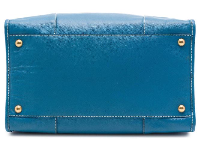 Borsa shopper Prada Blue Saffiano Lux - vista 3