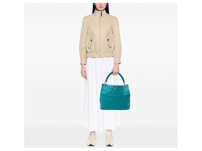 Prada Blue Vitello Daino Hobo Turchese - vista 6