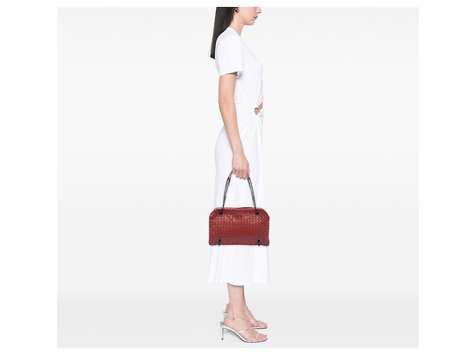 Borsa a spalla Bottega Veneta Red Nappa Intrecciato Duo Rosso - vista 5