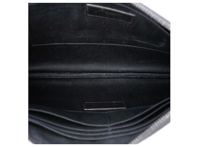 Portadocumenti Saint Laurent in pelle nera con stampa coccodrillo e monogramma Nero - vista 4