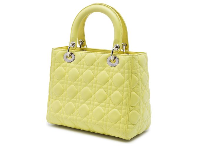 Lady Dior in agnello cannage giallo, misura Medium - vista 2