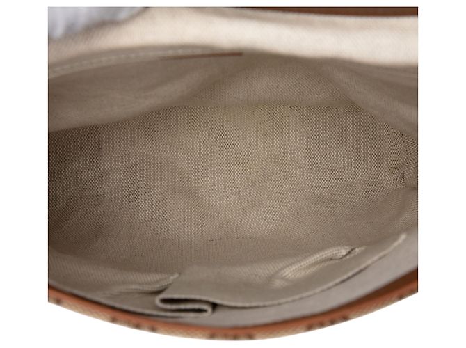 Borsa a tracolla Gucci in tela GG beige e pelle di vitello - vista 4