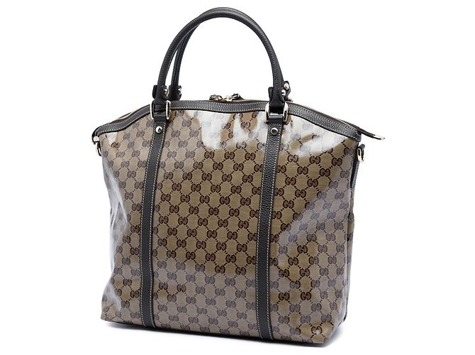 Borsa Satchel Gucci Beige Large GG Crystal Charm - vista 2