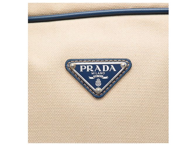Pasta executiva de lona com acabamento em Saffiano bege da Prada - vista 5