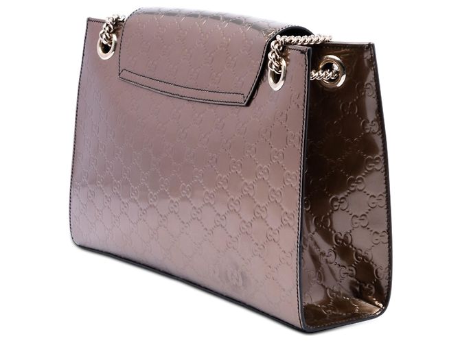 Borsa a tracolla Gucci Emily Large in vernice Guccissima marrone Bronzo - vista 2