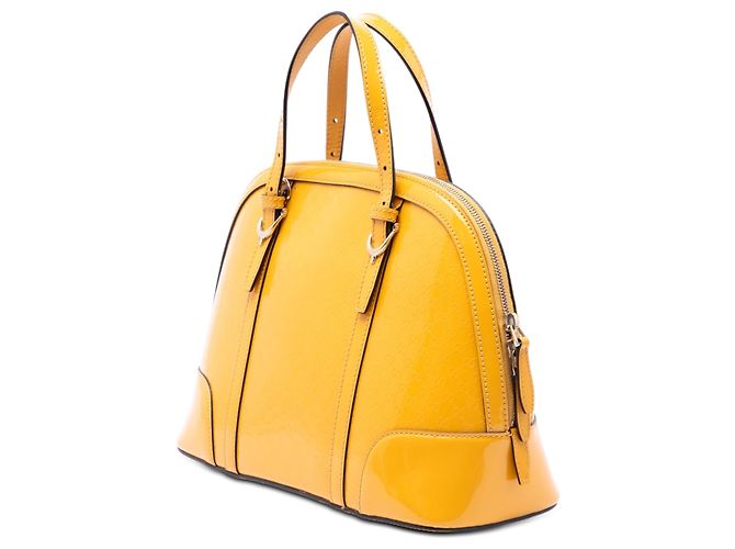 Borsa Gucci Yellow Small Microguccissima in vernice Nice Dome Giallo - vista 2