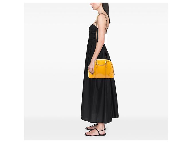 Borsa Gucci Yellow Small Microguccissima in vernice Nice Dome Giallo - vista 6