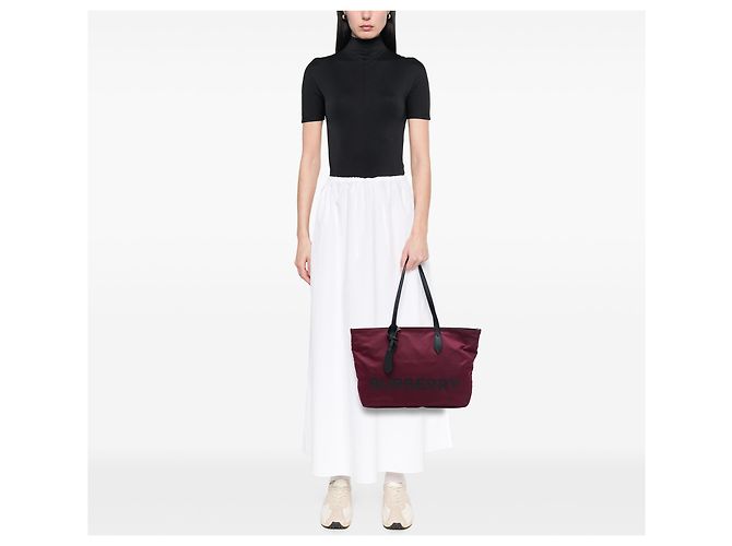 Tote Burberry Red Eco Nylon Logo Rosso Bordò - vista 6