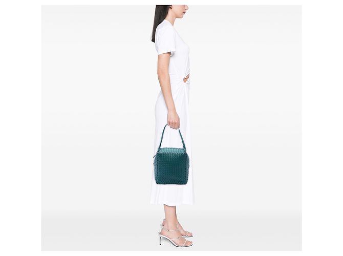 Borsa a tracolla Cube in nappa Intrecciato blu Bottega Veneta - vista 6
