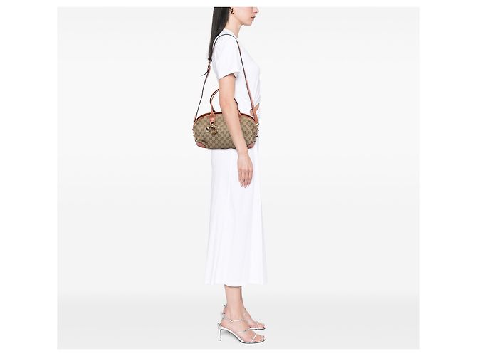 Borsa Gucci Beige GG Canvas Heart Bit - vista 5