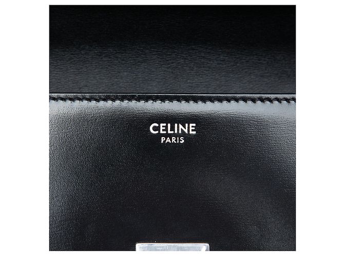 Céline Borsa a tracolla Celine Triomphe Claude in pelle di vitello lucida nera Nero - vista 5