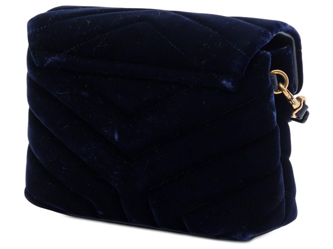 Borsa a tracolla Saint Laurent Blue Toy Matelasse Velvet Monogram LouLou - vista 2
