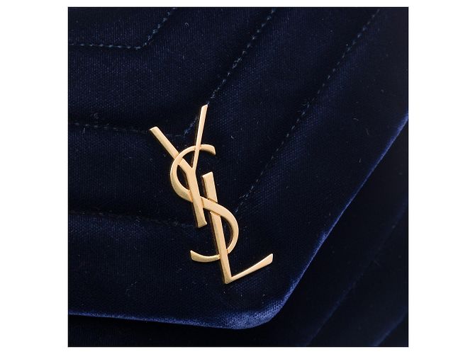 Borsa a tracolla Saint Laurent Blue Toy Matelasse Velvet Monogram LouLou - vista 5