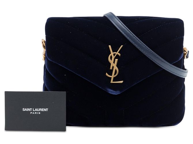 Borsa a tracolla Saint Laurent Blue Toy Matelasse Velvet Monogram LouLou - vista 7