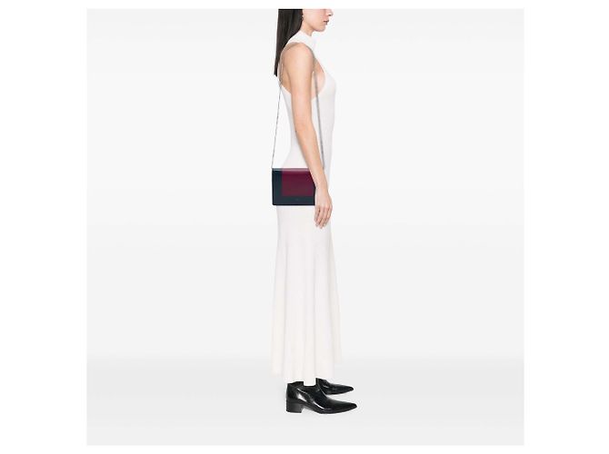 16 Céline Cartera con cadena de cuero rojo Celine Roja Burdeos - vista 6