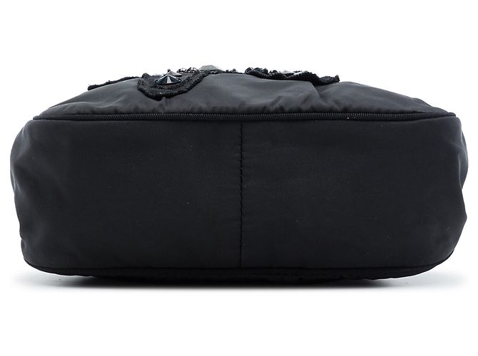 Abendtasche Prada Black Beaded Tessuto Evening Bear Frame Handbag Schwarz - Ansicht 3