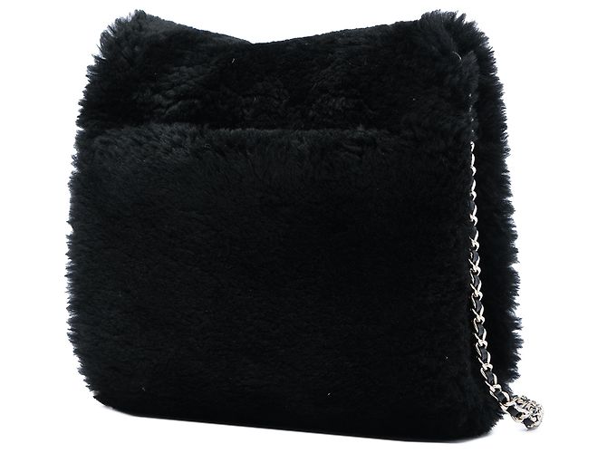 Borsa a tracolla Chanel Black CC in shearling Nero - vista 2