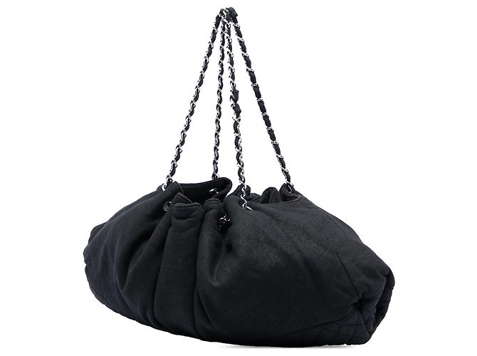 Chanel Black Jersey Melrose Cabas Nero - vista 2