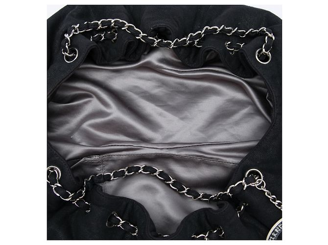 Chanel Black Jersey Melrose Cabas Nero - vista 4