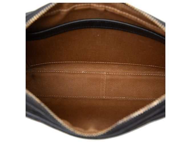 Céline Celine Black Medium Triomphe Coated Canvas Logo Crossbody Nero - vista 4