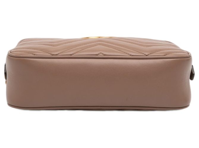 Bolso bandolera Gucci Brown Small GG Marmont Matelasse de piel Castaño Carne - vista 3