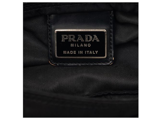 Borsa a tracolla Prada Black Tessuto Zip Top Nero - vista 5