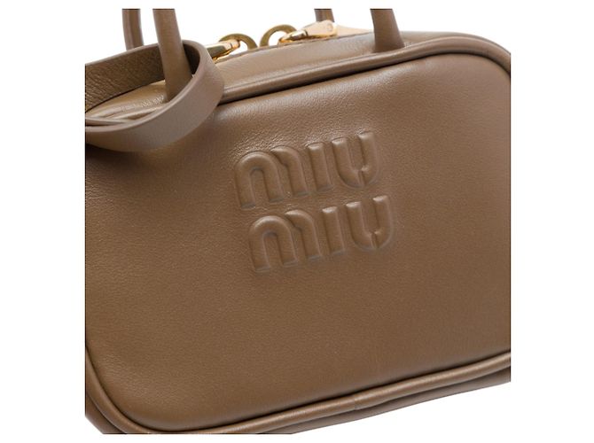 Miu Miu Borsa Softy Beau in microcapra marrone Cachi - vista 5