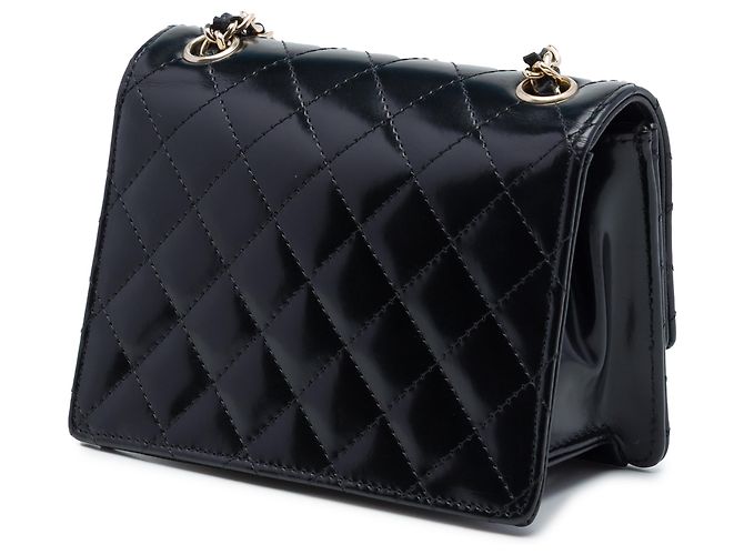 Chanel Black Micro CC Quilted Shiny Calfskin Single Flap Nero - vista 2