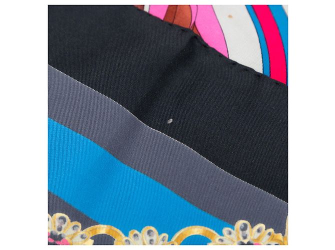 Sciarpa in seta Hermès Black La Ronde des Heures 90 Nero - vista 3