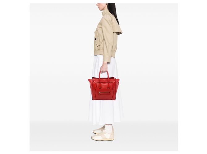 Céline Celine Orange Mini Grained Calfskin Luggage Tote Laranja - vista 6