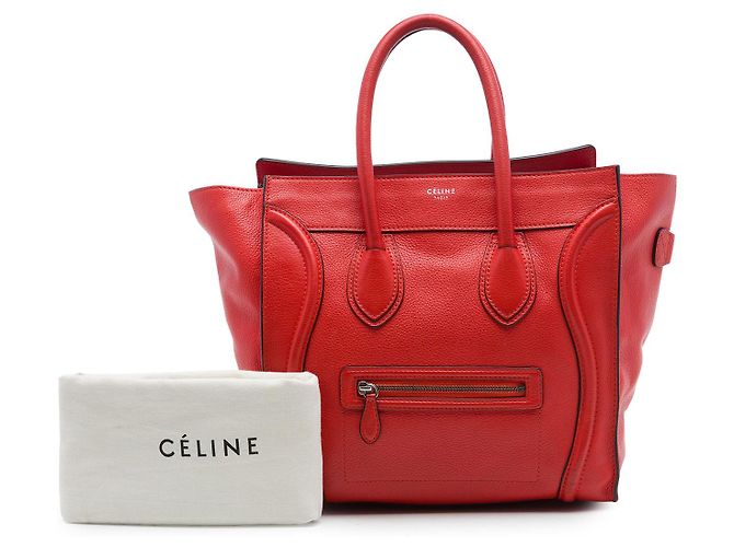 Céline Celine Orange Mini Grained Calfskin Luggage Tote Laranja - vista 7