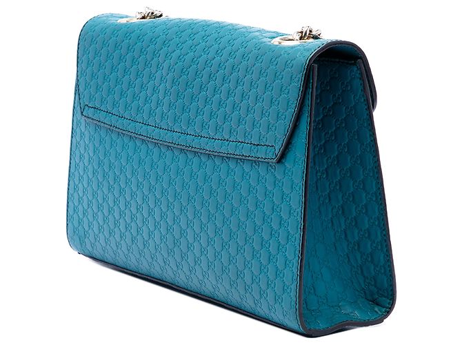 Borsa a tracolla Gucci Blue Medium Microguccissima Emily Turchese - vista 2