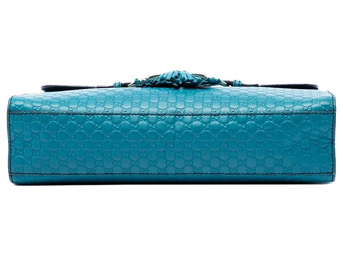 Borsa a tracolla Gucci Blue Medium Microguccissima Emily Turchese - vista 3