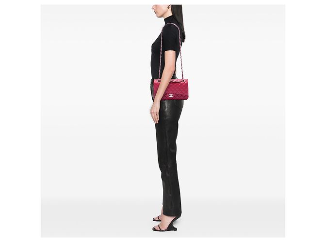 Chanel Pink Medium Classic Lambskin Double Flap Rosa - vista 6