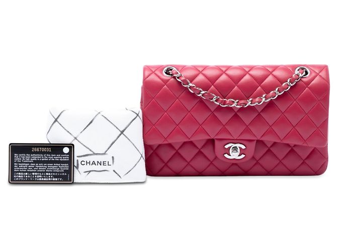 Chanel Pink Medium Classic Lambskin Double Flap Rosa - vista 7