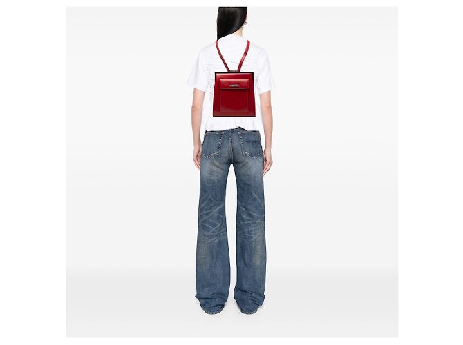 Saint Laurent Red Leather Frame Backpack - view 9
