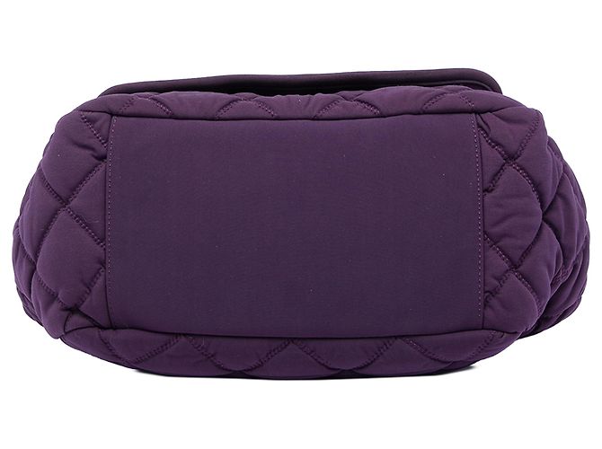 Chanel Purple Nylon Bubble Quilt Accordion Chain Flap Porpora - vista 3