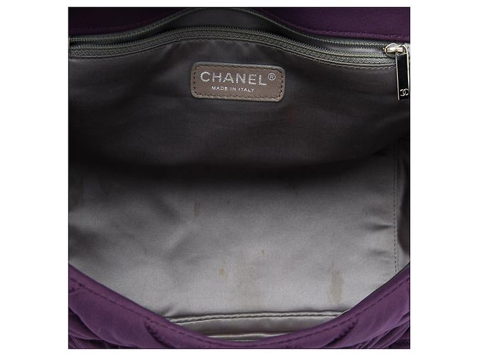Chanel Purple Nylon Bubble Quilt Accordion Chain Flap Porpora - vista 4