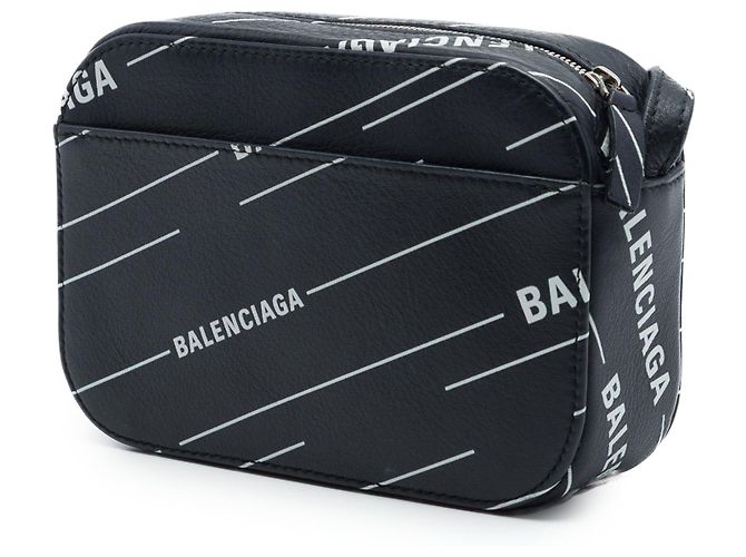 Borsa a tracolla Everyday in pelle nera con logo stampato Balenciaga XS - vista 2