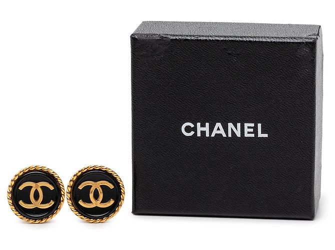 Orecchini a clip Chanel Gold CC placcati in oro ed smalto D'oro - vista 4