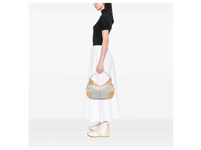Céline Celine Blue Macadam Denim Hobo Blu chiaro - vista 6