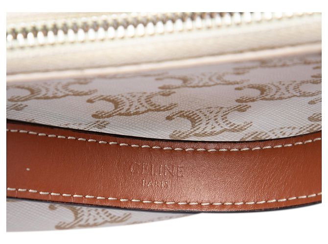 Céline Borsa a tracolla Ava in tela rivestita Triomphe marrone Celine Beige - vista 5