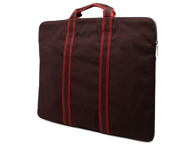 Hermès Red Toile Fourre Tout Porte Documents Rosso Bordò - vista 2