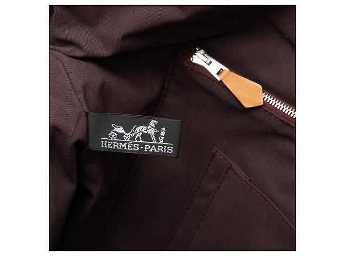 Hermès Red Toile Fourre Tout Porte Documents Rosso Bordò - vista 5
