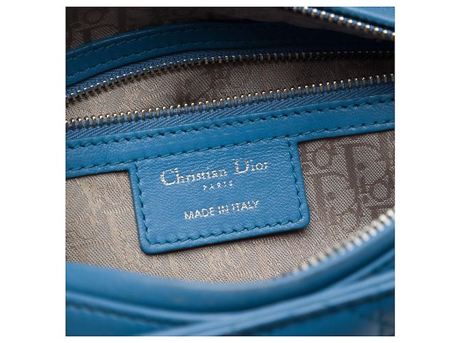 Lady Dior in agnello cannage blu, misura Medium - vista 5