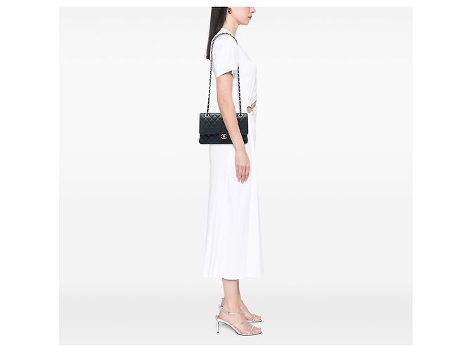 Chanel Black Medium Classic Caviar Double Flap Nero - vista 5